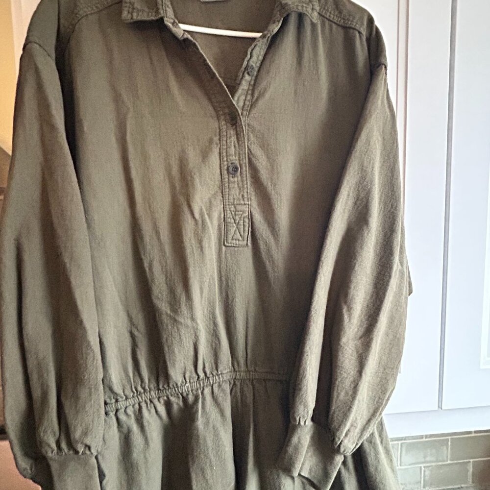 Color Me Cotton vintage olive green dress XL